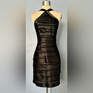 BCBG Max Azria Satin Ruffle Cocktail Dress